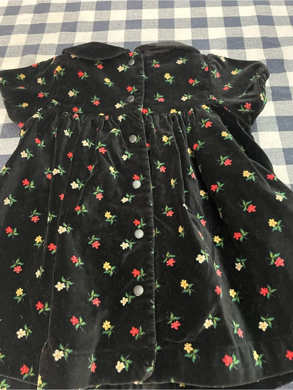 Gymboree Rainbow Tag Black Velvet Floral Dress 6-12M Vintage
